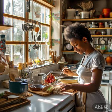 厨房整洁,生活自然
