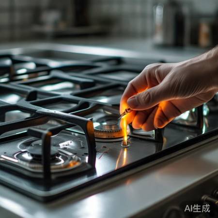 检查气源,确保灶具点火
