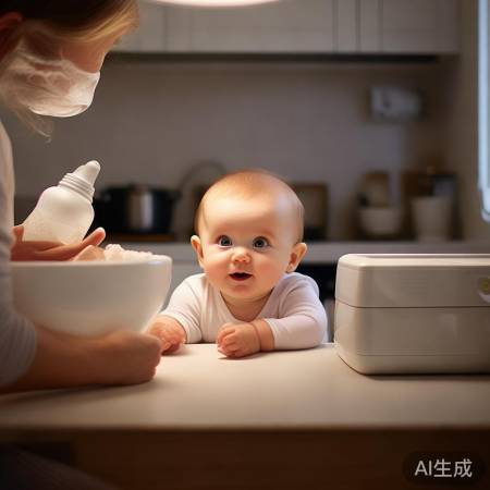 宝宝好奇看消毒奶瓶