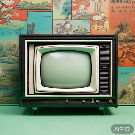复古电视背景色彩丰富,图案多样