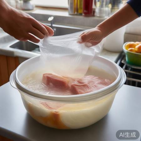 冷水快速解冻食物