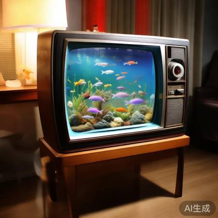 复古电视变鱼缸,时尚家居新宠