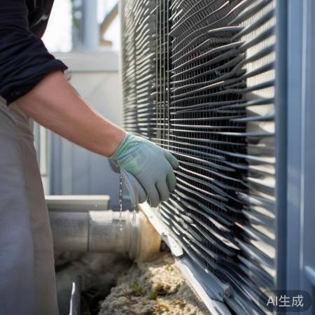 清洁空调外机冷凝器，检查排水管