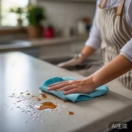 “做饭后，用湿布擦面板，勿用钢