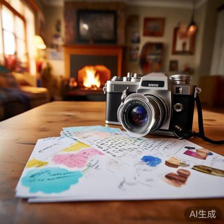 照片纸上写趣话，温馨回忆存留。