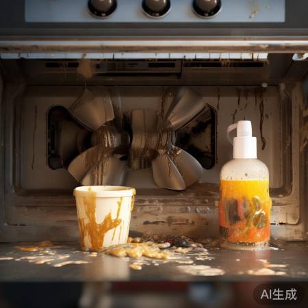 油烟机内部清洁，耐心刷扇叶