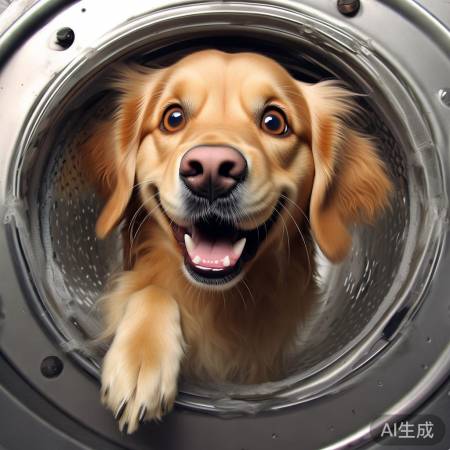 旺财误入洗衣机,慌乱挣扎