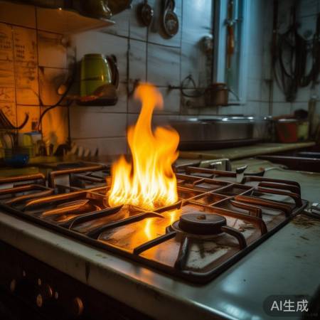 燃气灶燃烧不充分,氧气不足。