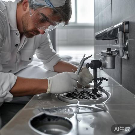 拆装排水头，小心积水。