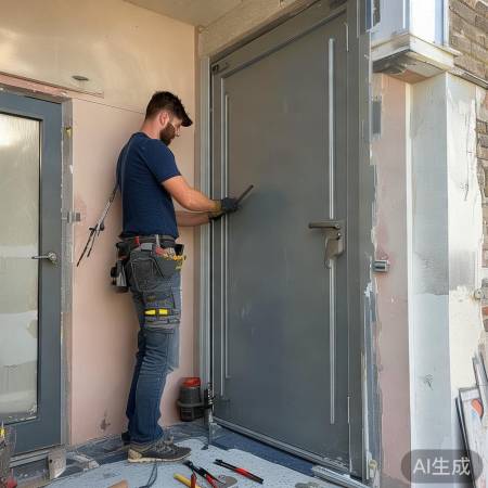 换防盗门，护墙体细节