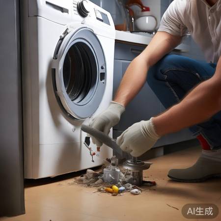 洗衣机排水故障,清理泵盖杂物