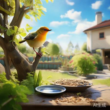安置小鸟,喂水食休息