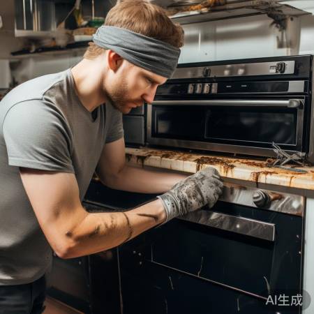 拆洗油烟机，断电小心操作