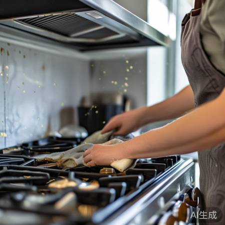 擦拭油烟机，顺纹清洁