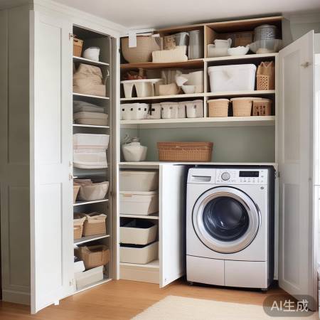 洗衣机吊柜，巧妙利用